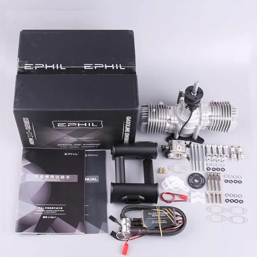 

Подходит для модели самолета Ephil X-76cc-T, двигатель Ga soline, противоположный двухцилиндровый двухтактный двигатель с фиксированным крылом