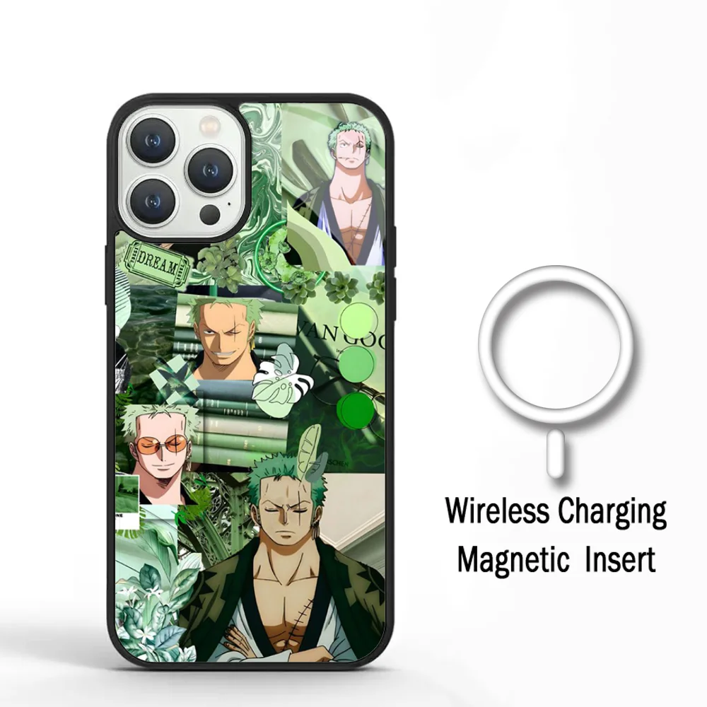 O-One P-Piece R-RoronoaS Z-Zoro Phone Case For IPhone 11 12 13 14 15 Plus Pro Max Mirror Acrylic Cover For Magsafe