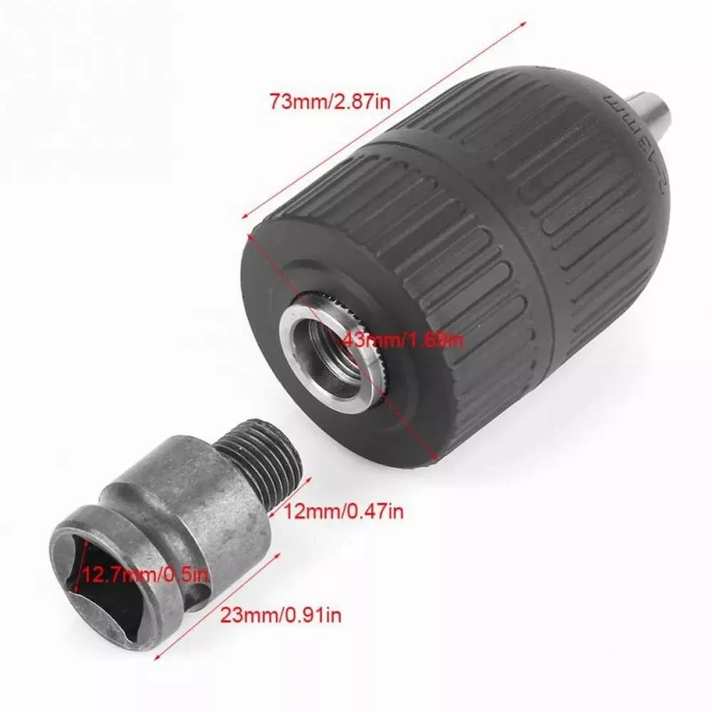 

Impacts Drill Electric Hammer Adapter Electric Drill Chuck Head 2.0-13mm 1/2"-20 UNF Wrench Conversion Head Keyless Drill Chuck
