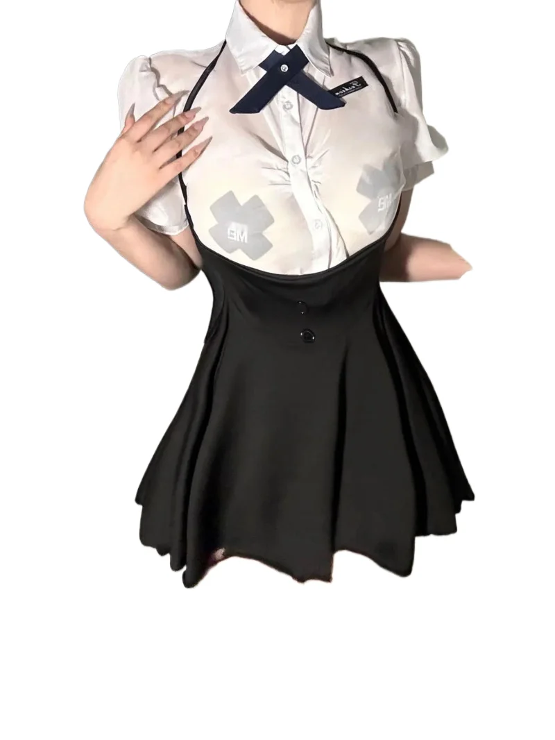 

College Style Spicy Girl Campus Maid JK Uniform Sexy Pure Desire Perspective Secretary Seduction Pajama Dress Elegant I8C6