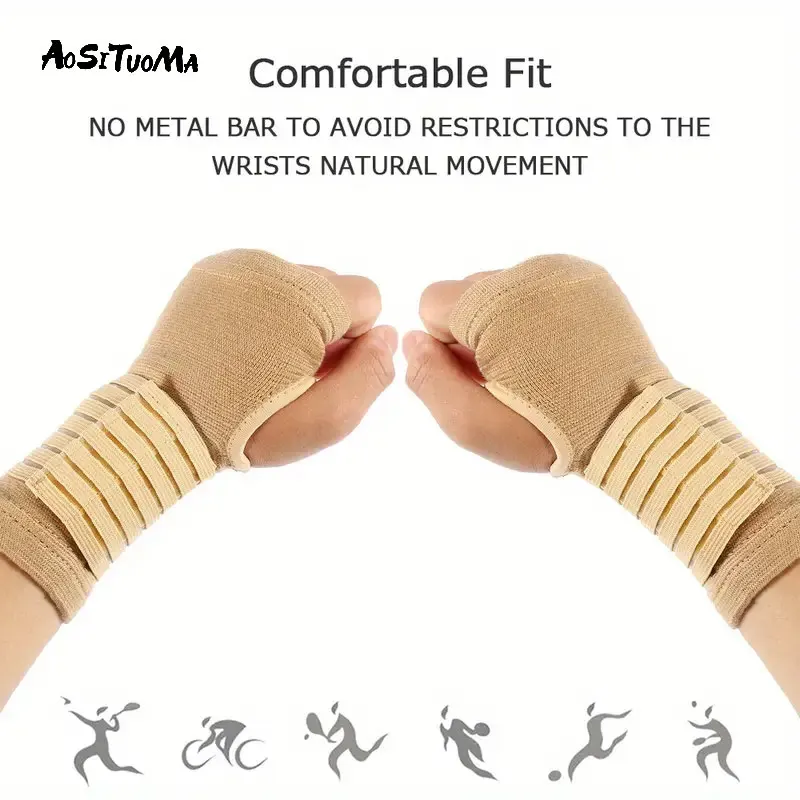 Elastic Bandage, Wrist Guard Support Arthritis Gloves, Sprain Band Wrist Protector Hand Brace Elastic Sports Safety Wristband