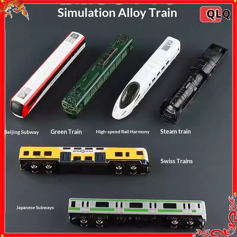 Retro Green Leather Small Train Steam Locomotive Model Alloy Metal Toy High-Speed Train Simulation for Children Play Vehicle