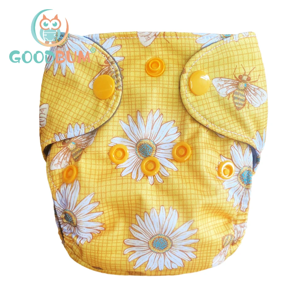 

Goodbum Sunflower Garden Double Gussets Adjustable Washable Cloth Diapers With Insert For 0-3 Months Newborn Diaper