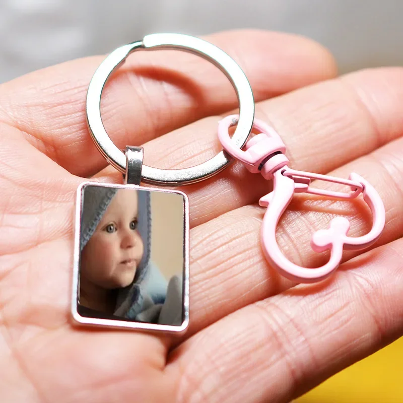 18x25mm custom Photo Keychain Key Chains Non-faded Customized Key Ring Photo of Your Baby Child Mom Dad Family Loved One