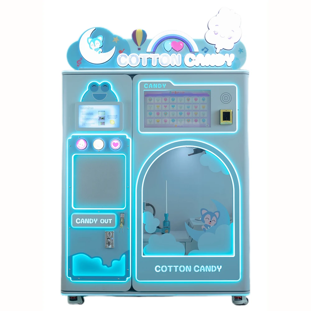 Low Cost Multi Language 60 Kinds Flower Model Shopping Mall Cotton Candy Vending Machine For Kids