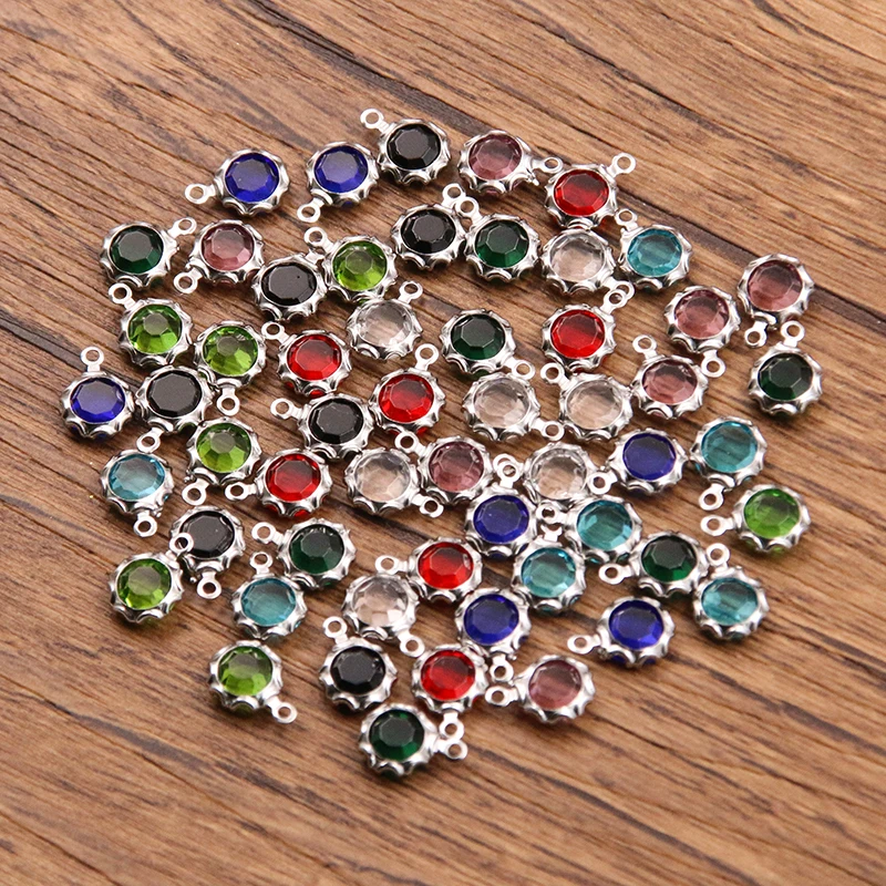 10Pcs 7X9mm 8 Color New Product Stainless Steel Round Flower Charms Pendant DIY Bracelet Necklace For Jewelry Making Accessories