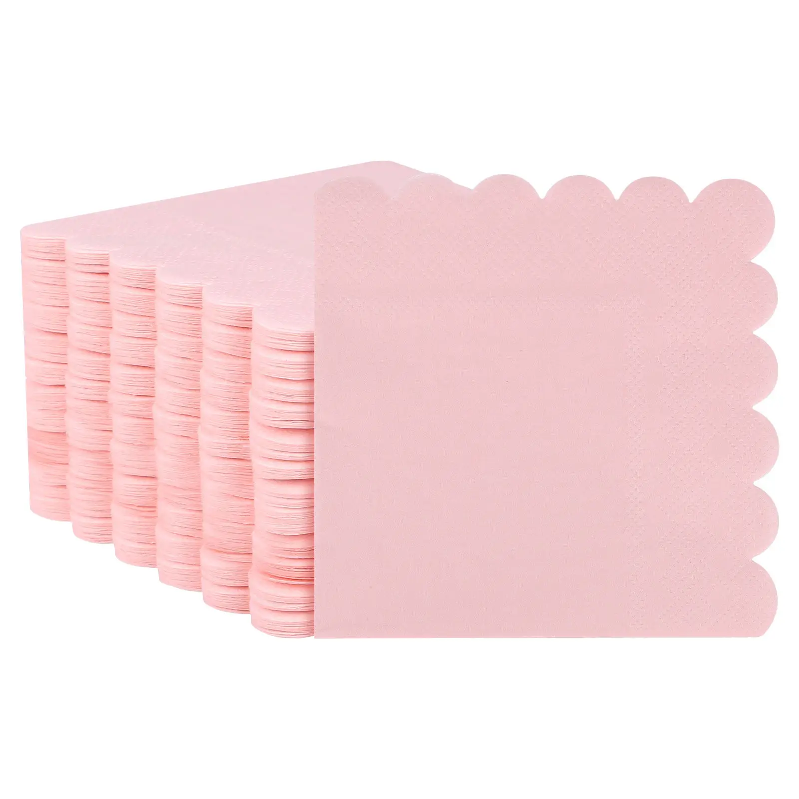150Pcs Scalloped Pink Napkins Disposable Soft Comfortable Party Napkins for Wedding Dinner Birthday Baby Shower Luncheon Tea