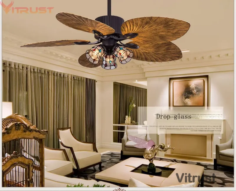 Ceiling Fan Lamps Fans Light Bedroom Living room Remote Control Industrial Retro Loft Hanging Fan Bar Cafe Office Restaurant