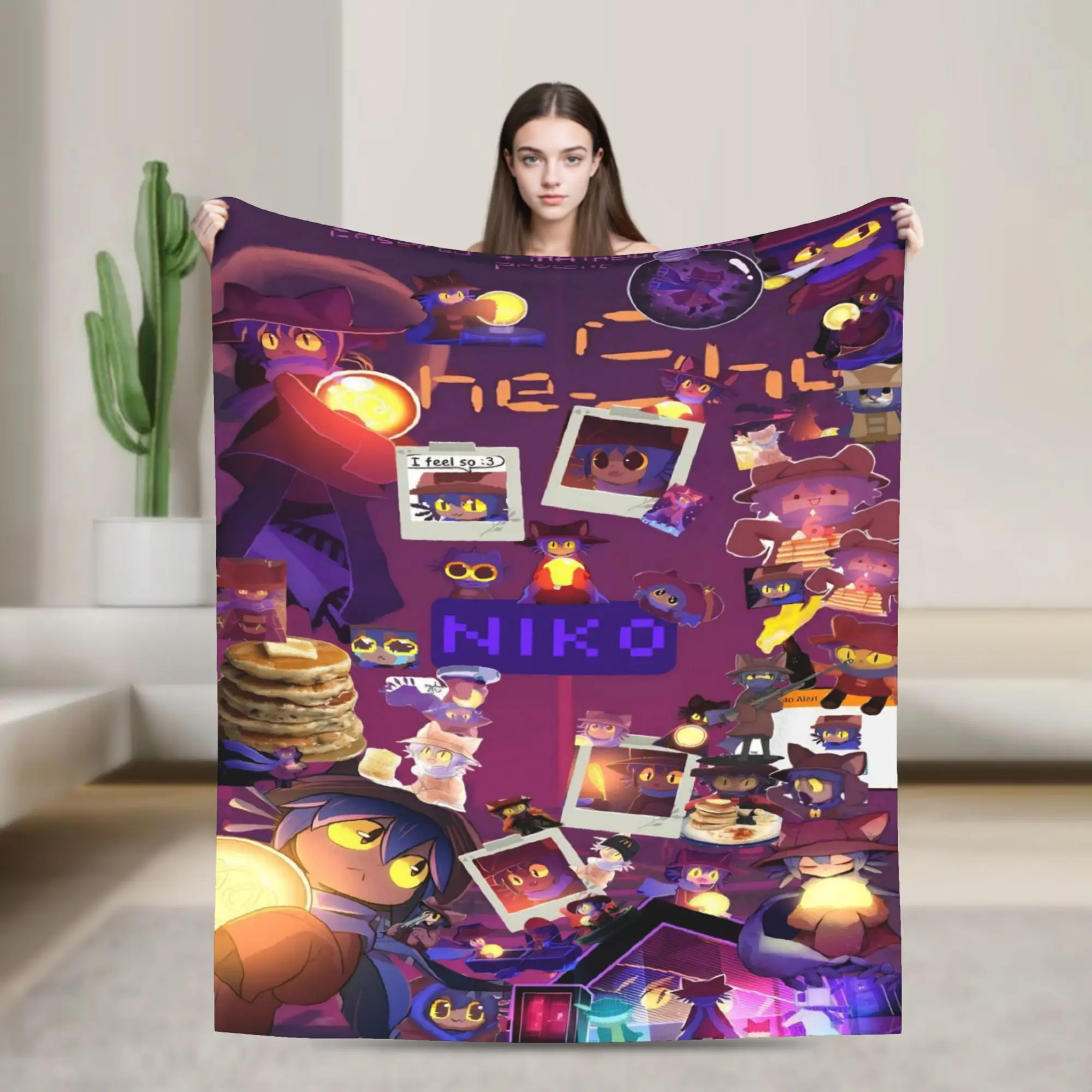 OneShots Niko Throw Blanket for Couch  Soft Fuzzy Plush Blanket 50x60 Inches Multiple Sizes Bedspreads for All Seasons