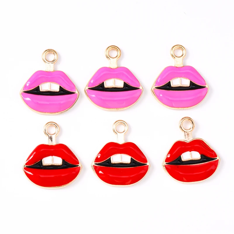 

Duarte 20Pcs/Lot Cute Enamel Red Lip Charms Pendants for Jewelry Making Drop Earrings Necklaces Bracelets DIY Crafts Accessories