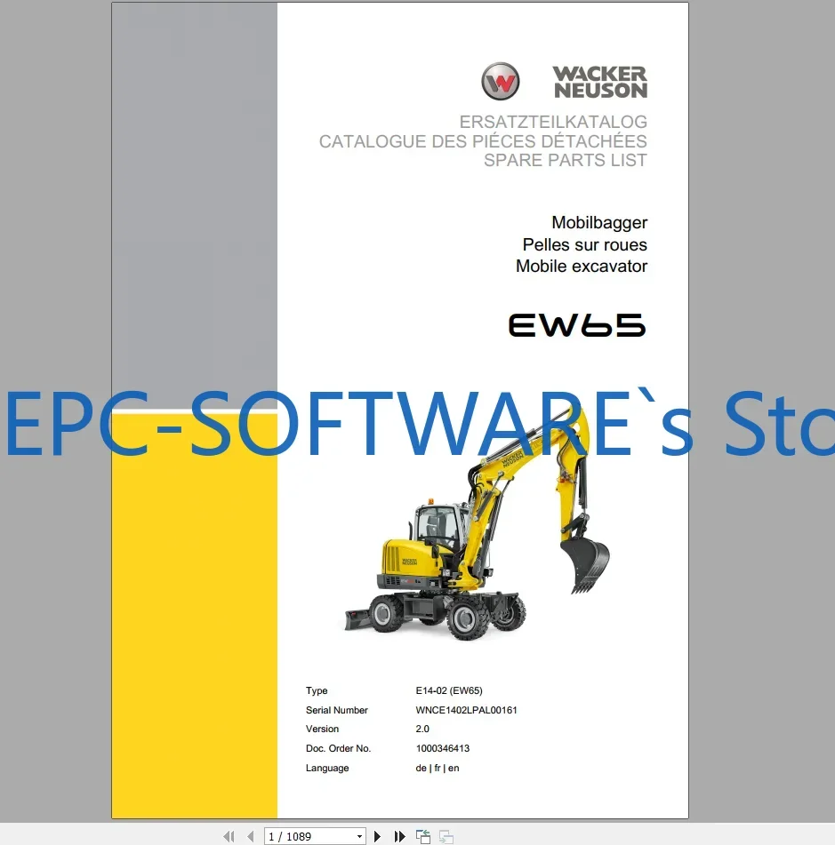 

EPC-SOFTWARE Wacker Neuson 23,1 ГБ Руководство по детали в формате PDF, руководство оператора, руководство по ремонту и схема проводки DVD