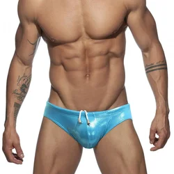 PU Leder Push-Up Männer Schwimmen Briefs Sexy Homosexuell Helle Bikini Bademode Badeanzug Männlichen Schwimmen-stamm Penis Pad Surf Strand shorts