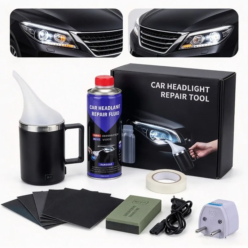 Car Headlight Restoration Kit Polishing Coating 500ml Polymer Repair Fluid Fix Yellowing Scratch Haze for Auto Detailing Parts