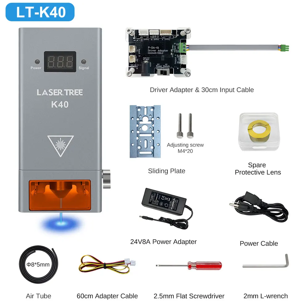 LASER TREE 20W 30W 40W 60W Optyczny moduł laserowy z asystentem powietrza TTL Moduł niebieskiego światła do grawerowania laserowego CNC Narzędzie tnące