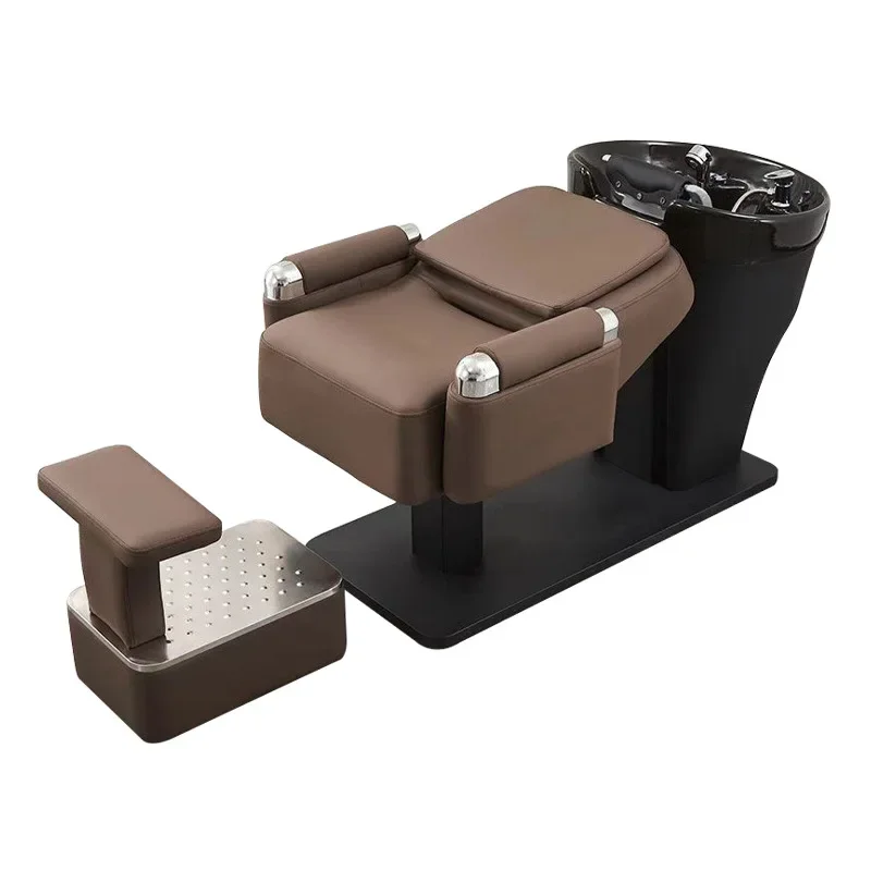 

Shampoo bed Barber shop Hair oil head shop Perm dyeing and flushing bed Semi-reclining ceramic basin