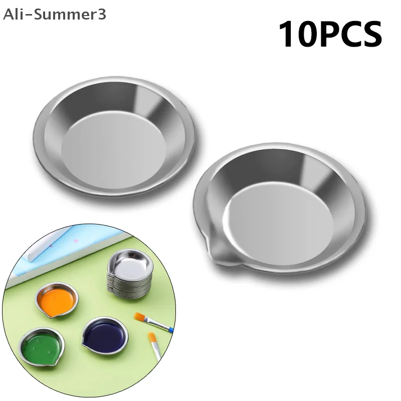 10pcs Stainless Steel Painting Color Bowls Oil Paint Trays Paint Color Mixing Cups Color Mixer Children DIY Painting Tools