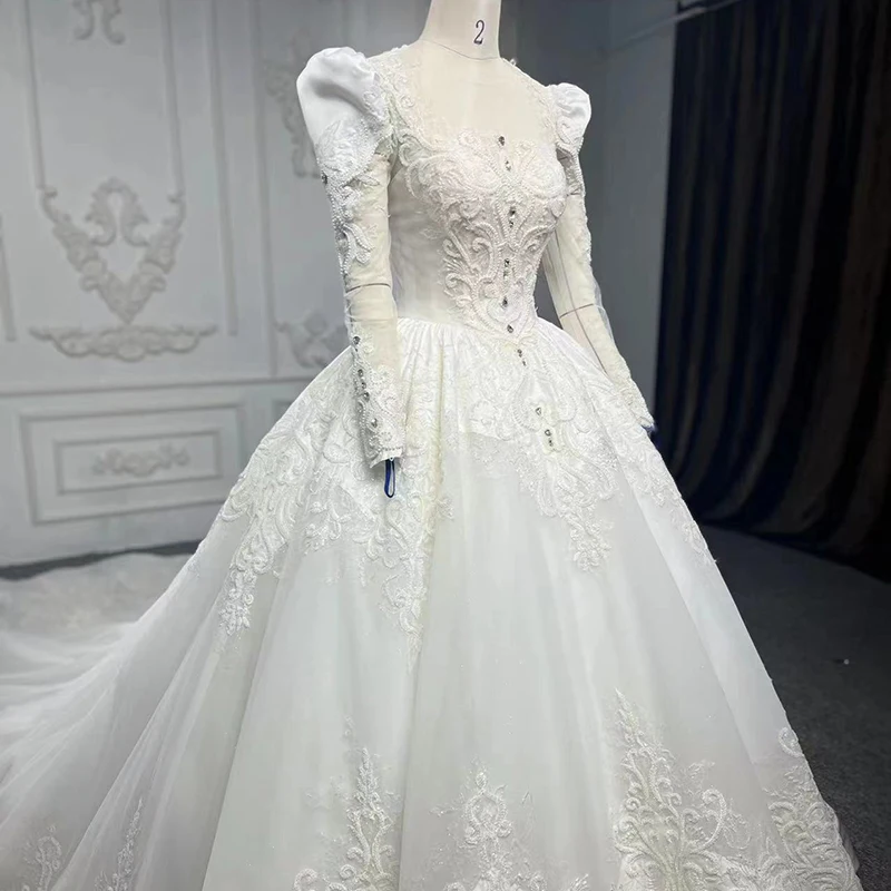 Elegant Wedding Dress For Women 2023 Bride Organza Ball O-neck Wedding Gown For Bride Appliques DY9704 suknia ślubna