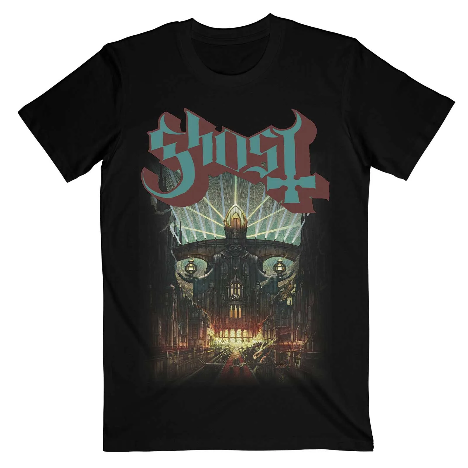 Camiseta de algodão com estampa artística Ghost Meliora Church, camiseta unissex de manga curta da banda Heavy Metal