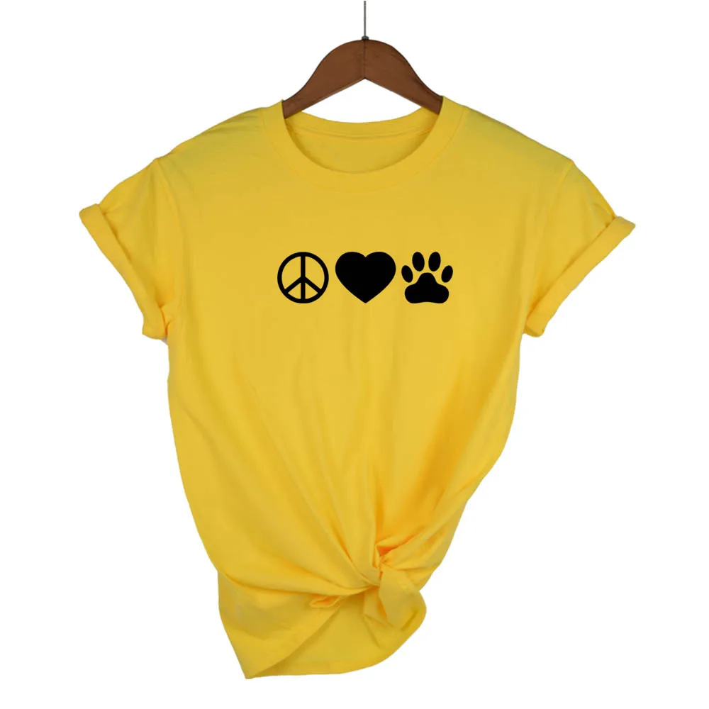 Peace Love Dogs 100 % Baumwolle T-Shirt Ästhetische 90er Jahre Tumblr Hund Mama Geschenk T-Shirt Top Lustige Frauen Grafik Slogan T-Shirt Drop Ship