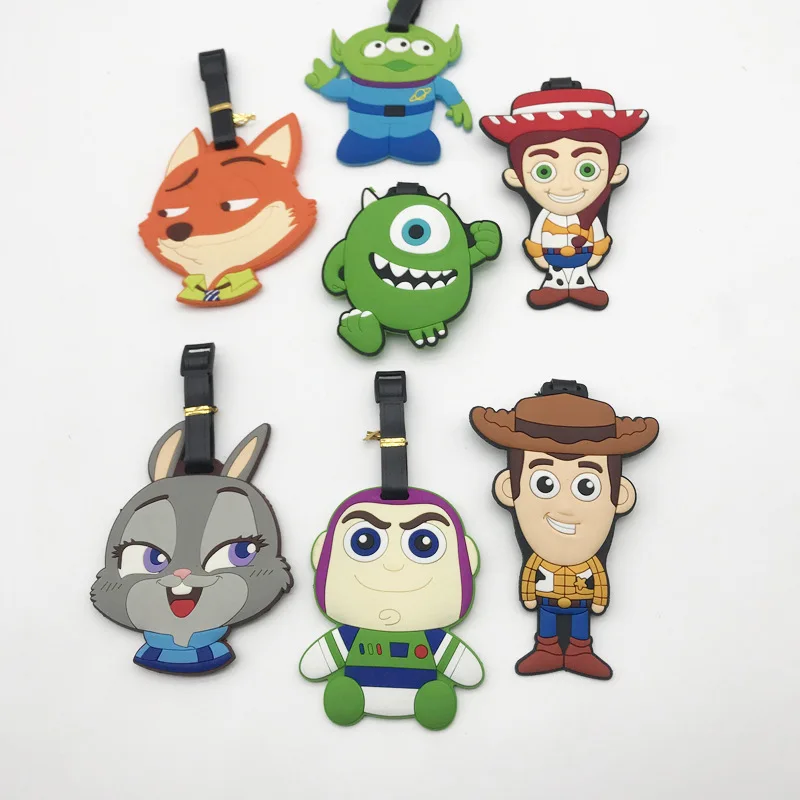 Anime Disney Toy Story Figure Alien Lotso Woody Luggage Tags Cartoon Suitcase Tag Travel Accessories Bag Pendant Toys