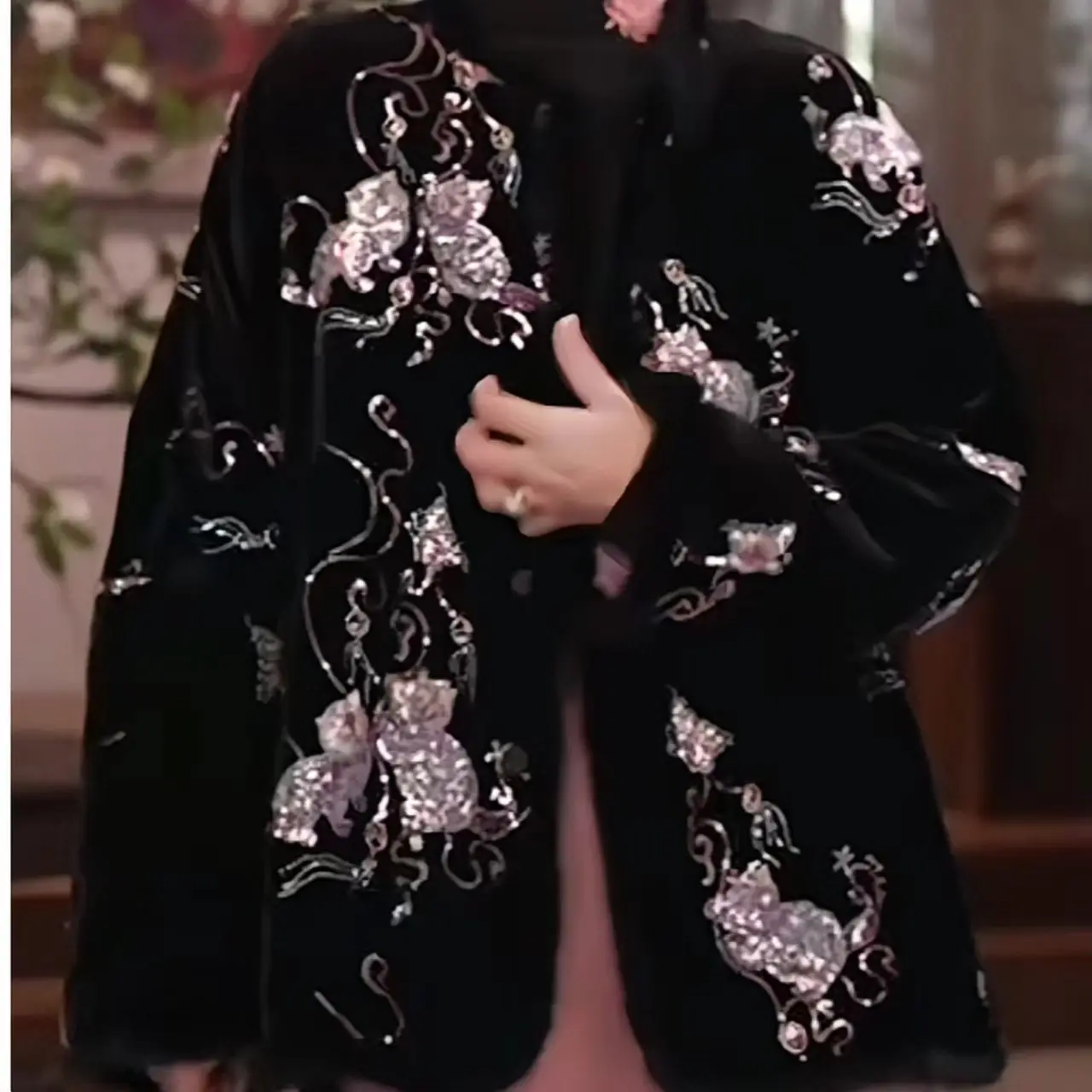 Corduroy Cotton Coat for Women,Single Breasted Jacket,Female Clothes,Embroidery,Sequins,Beading,Autumn and Spring,2026
