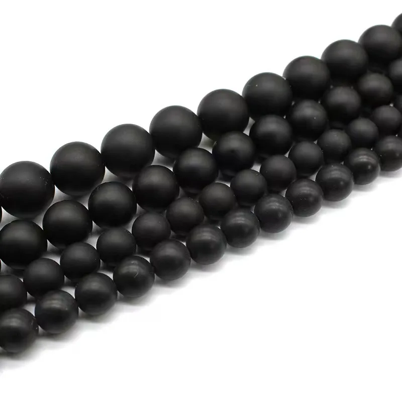 Natural Stone Black Matte Onyx Agates Round Beads Frost Dull Polish Agat Beads for Jewelry Making 15.5 inches 4 6 8 10 mm