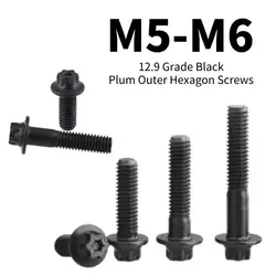 1/3/5/10PCS Grade 12.9 Carbon Steel Hexagon External Torx Head Flange M5 M6 Torx-Head Bolt Profile Plum Outer Hexagon Screws