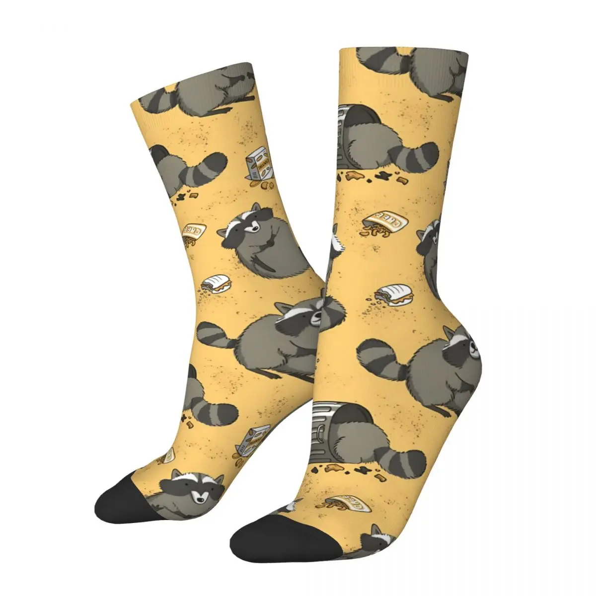 

Rascally Raccoons Happy Men's Socks Vintage Raccoon Cute Animal Hip Hop Novelty Crew Sock Gift Pattern Printed