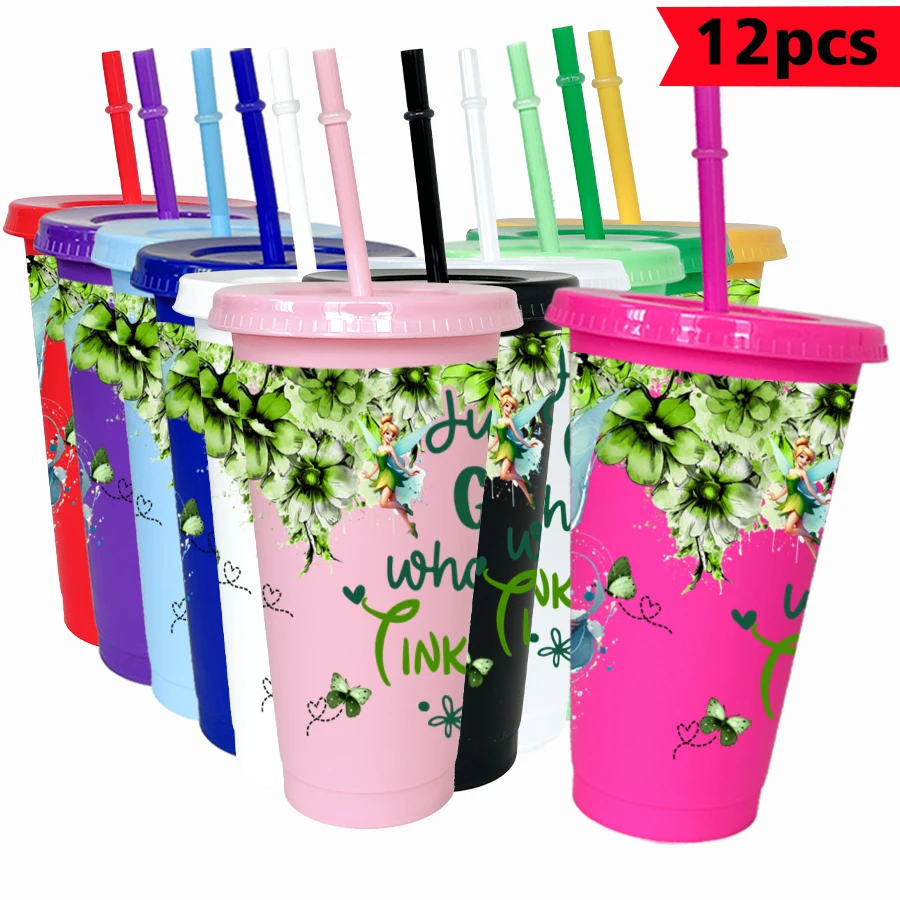 

12 pcs/pack Disney, Peter Pan, floral 26oz colorful plastic tumbler birthday party drinking utensils juice coffee cup