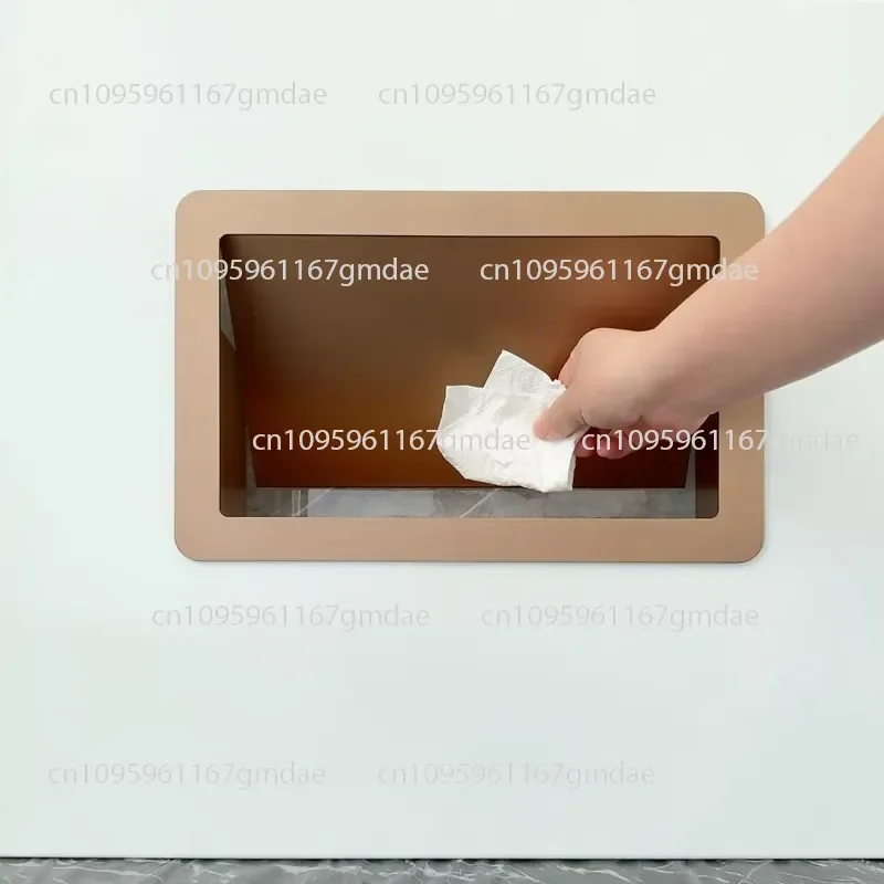 304 stainless steel embedded trash can side opening lid cabinet door embedded push cover cabinet delivery port flip cover