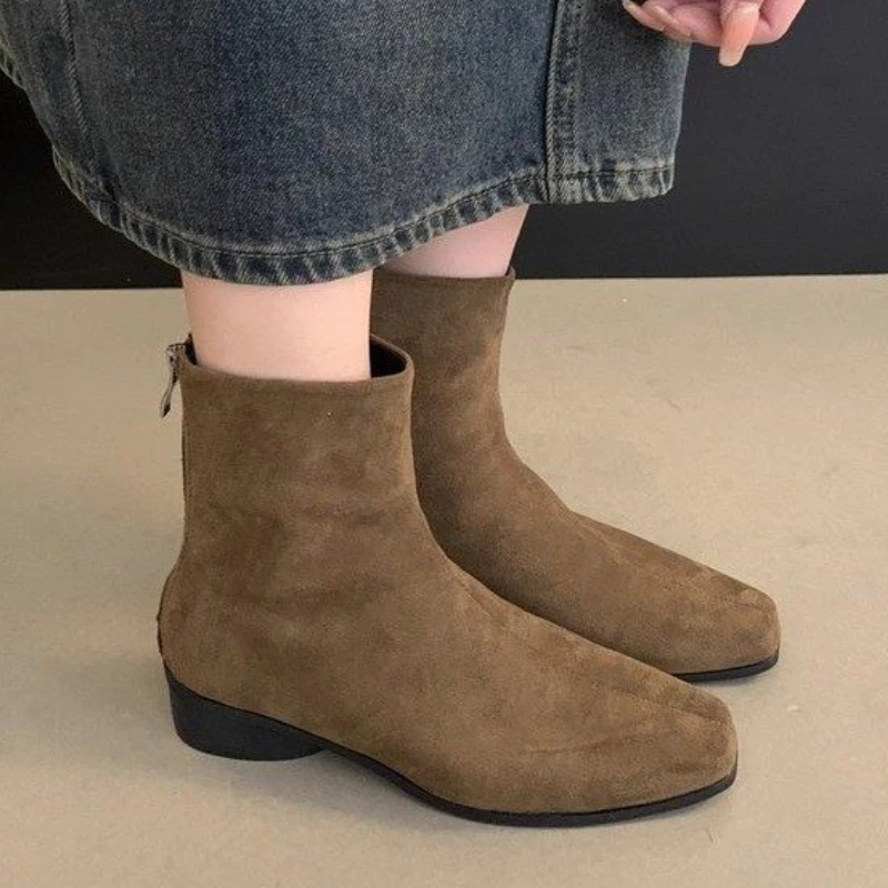 

Elegant Ankle Boots Women Flats Suede Shoes 2025 Trend New Fashion Boots Winter Casual Sneakers Woman Walking Zapatillas Mujer