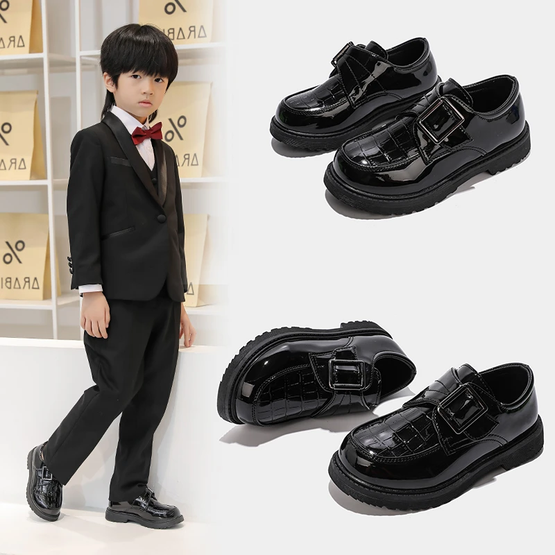

2025 New Fashion Style Children Boys Leather Shoes Fashion Non-slip Dress Shoes Kids Shoes Performance Round Toe Classic Loafers