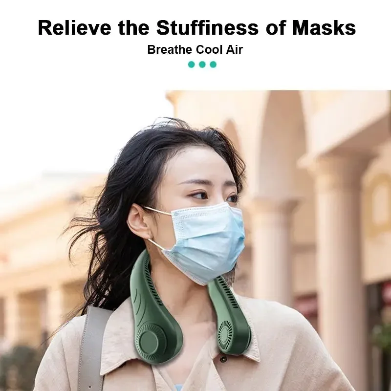 مروحة صغيرة محمولة للرقبة بدون شفرات، 4000 مللي أمبير في الساعة، مروحة USB قابلة لإعادة الشحن، كتم الصوت، مراوح رياضية للمنزل، مروحة خارجية