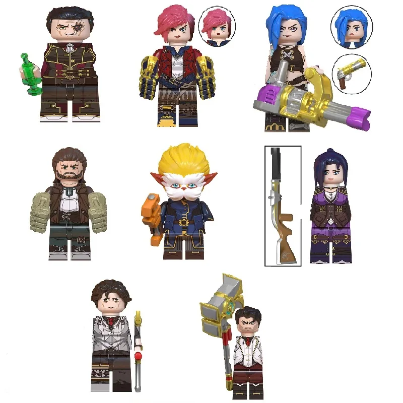 

LoL Building Blocks Hot Game Cosplay Arcane Figures Jinx Vi Jayce Caitlyn Victor MEL Bricks Toys For Boys Holiday Collection Gif
