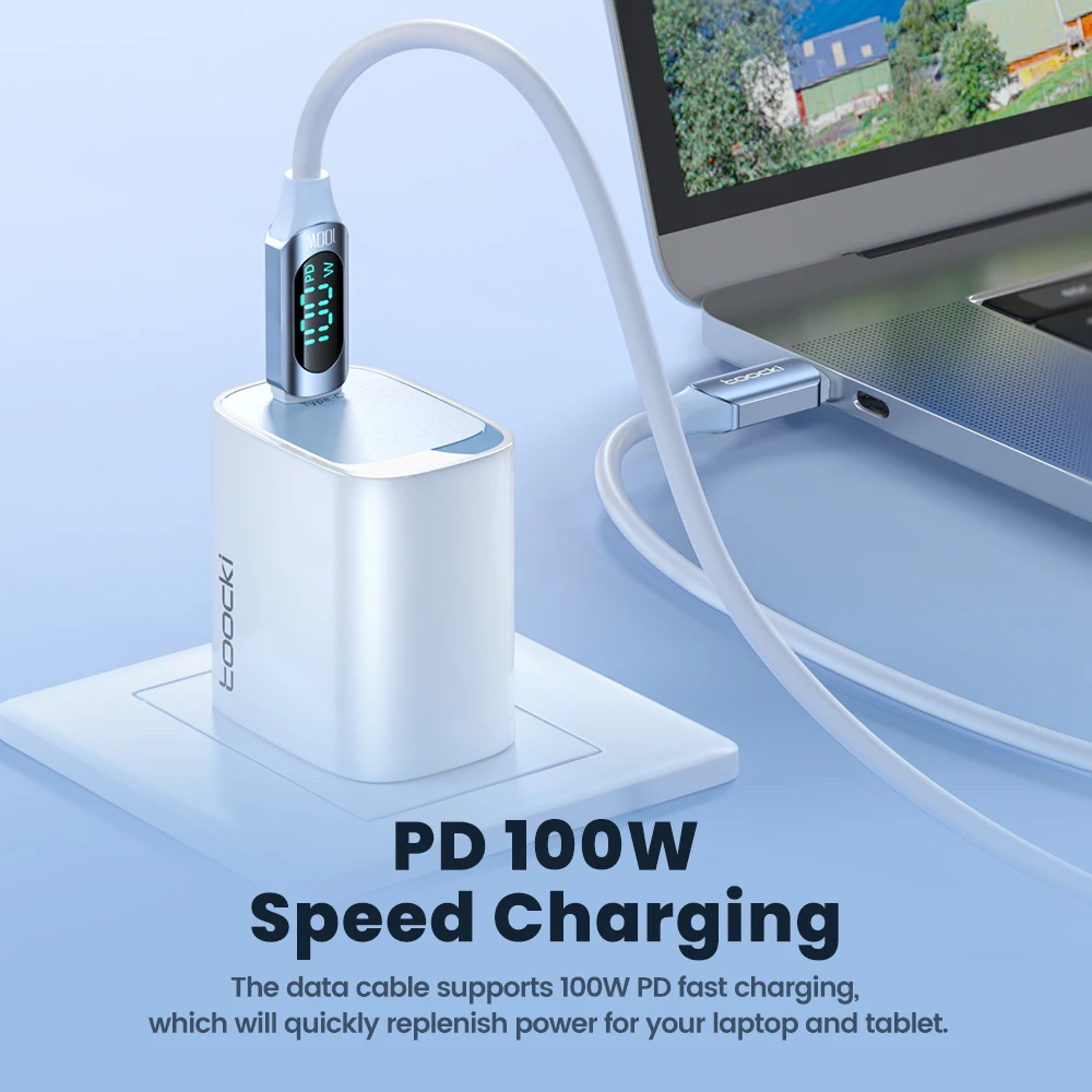 Toocki 100W USB C To Type C Cable 5A PD Fast Charge Charger Type C LED Display Cable For Macbook Xiaomi Huawei Samsung Cable