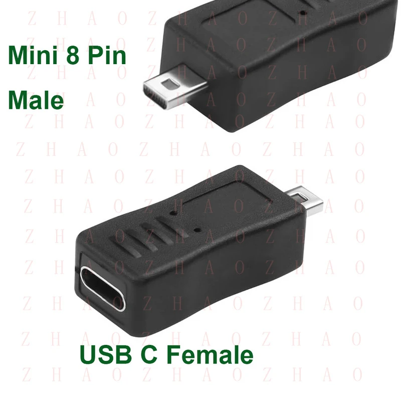 L+ for Mini USB 8 Pin Male to Type C Female Charger Data Sync Camera Adapter Connector 6pc