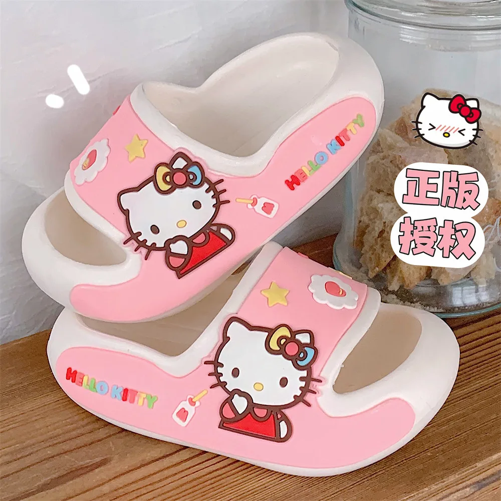 Kuromi My Melody Children's Cartoon Slippers Cinnamoroll Sanrio Cute Indoor Non-Slip Thick-Soled Home Shoes Kids Outdoor Sandals