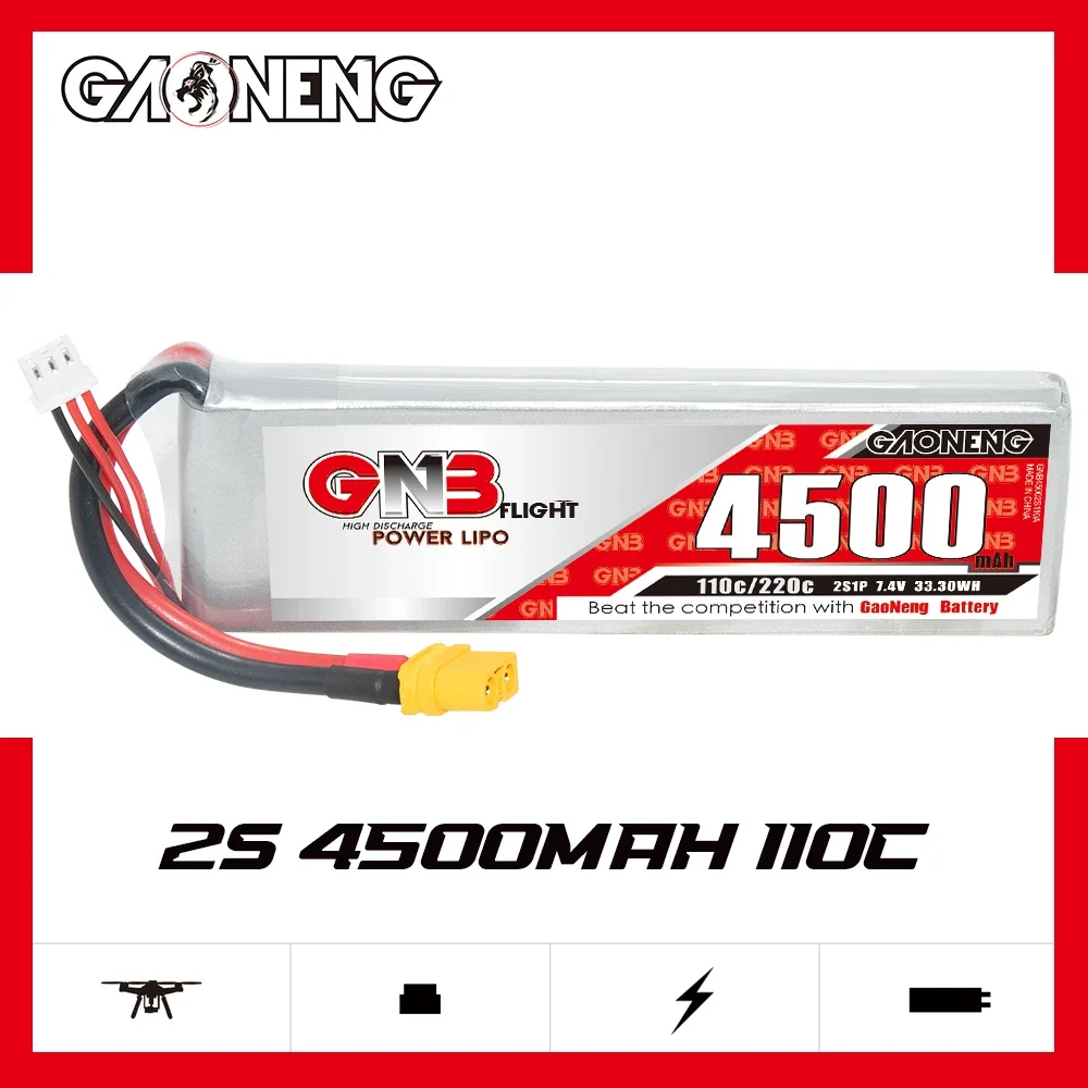 

GAONENG GNB 4500mAh 2S 110C 220C 7.4V XT60 LiPo Battery Touring Toys Drift Toys Racing RC RC Evader Toys RC Boat