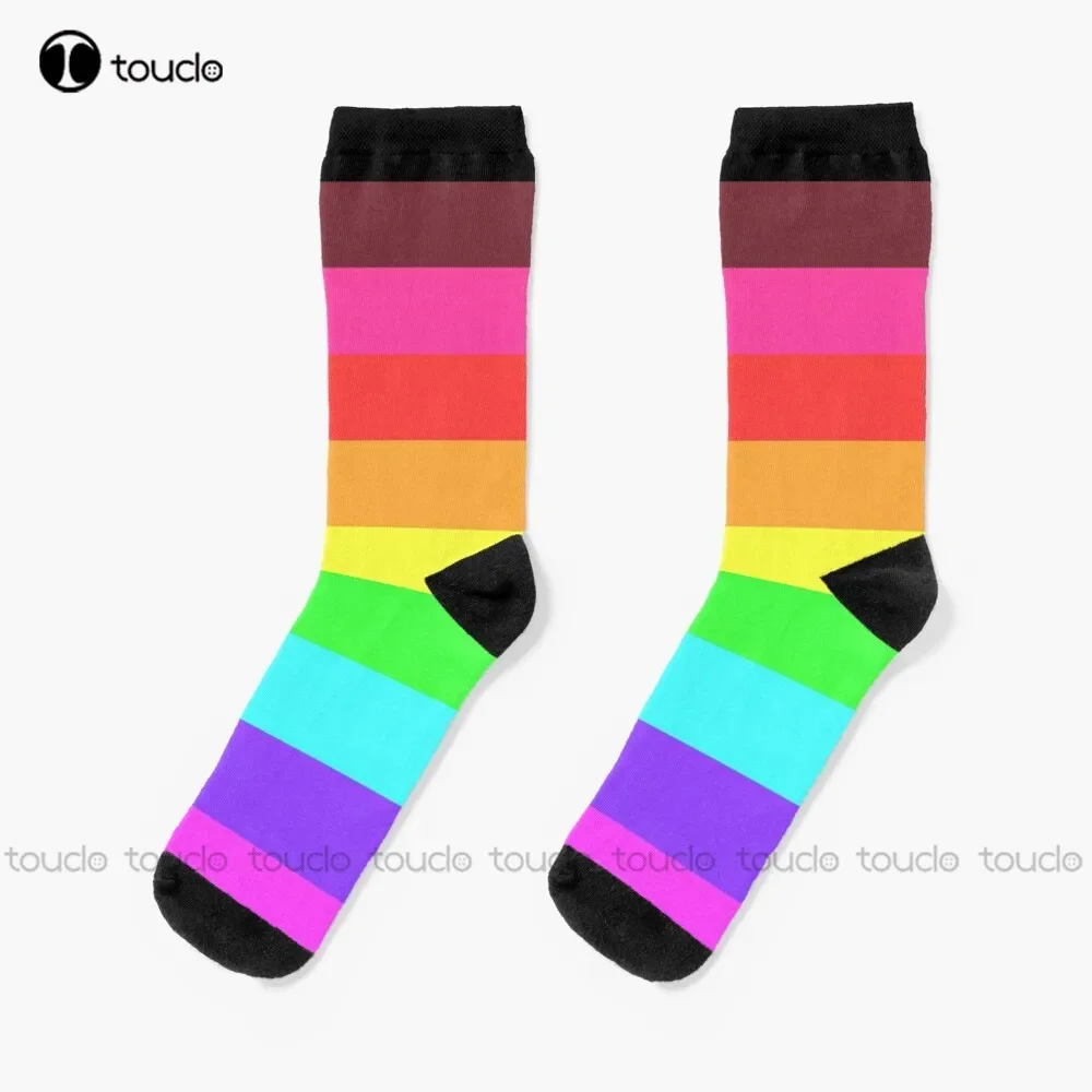 

Neon Pastel Lgbt Flag Socks Funny Art Streetwear Colorful Cartoon Socks 360° Digital Print Christmas New Year Gift Custom Gift