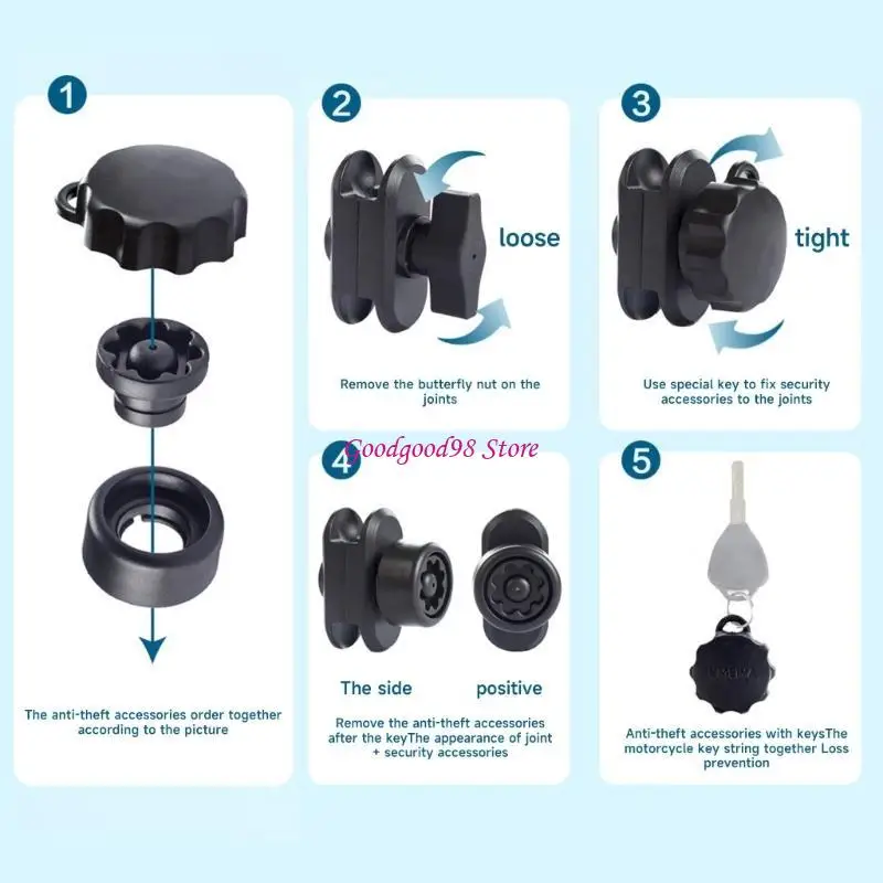 Anti-Lost Lock Knob Protector for Motorcycle Navigation Bracket & Holder Easy Installation on Screw W8EC
