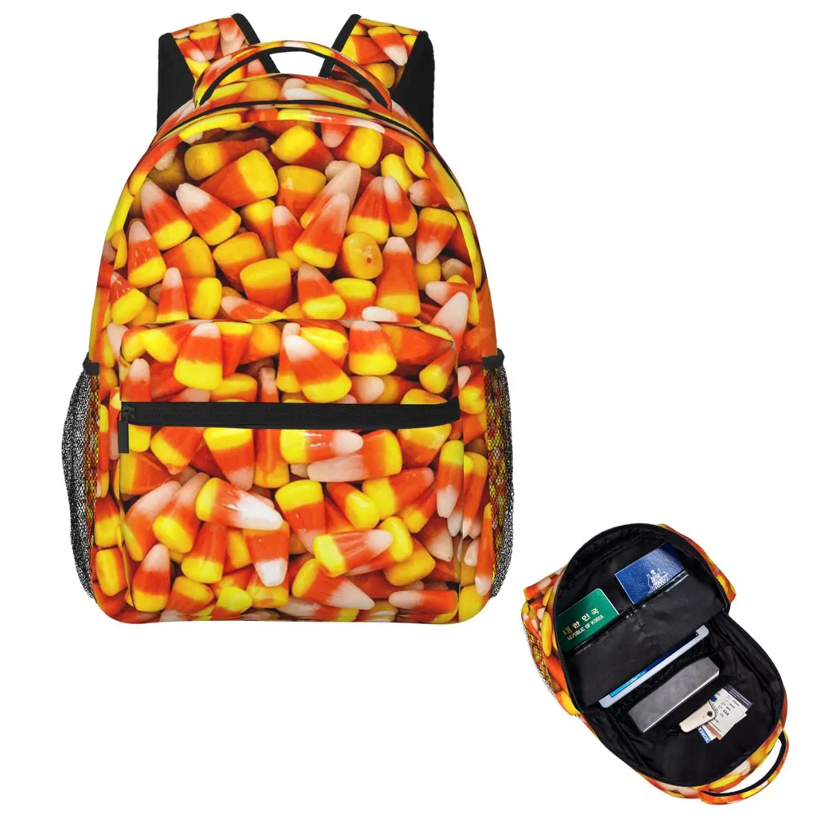 

Candy Corn Pattern Backpack Hot Sale Daypack Large Capacity Kids BookBag School Bag Shoulder Bags for Men Women