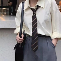 JK Uniform Tie Bow Necktie Pre-tie Bow Ties Uniform Ties For Student Solid Color Basic Small Necktie Long Skinny Tie