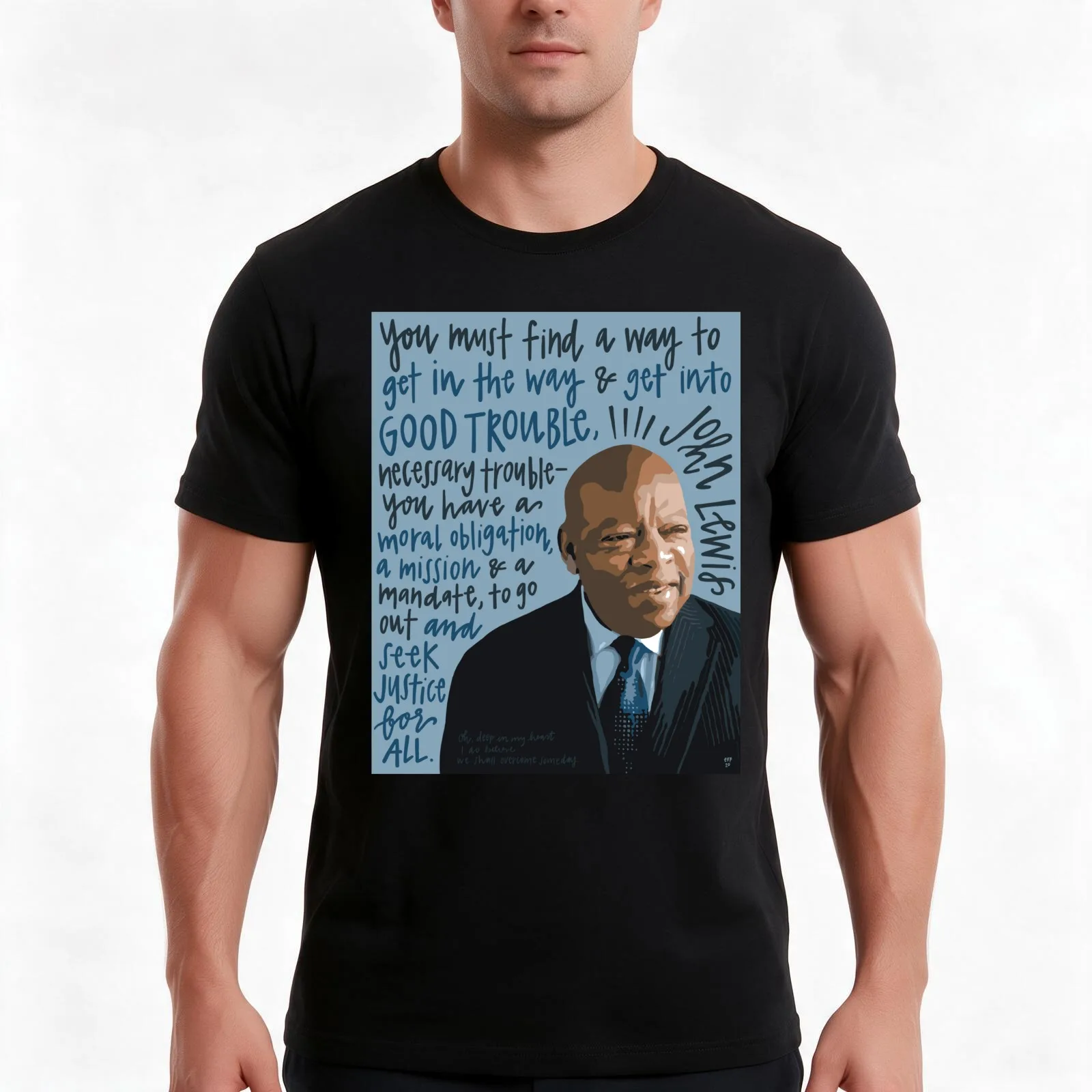 John Lewis. T-Shirt Summer Casual Cotton Tee Oversized Streetwear Tops Vintage Graphic Print Loose Fit Short Sleeve