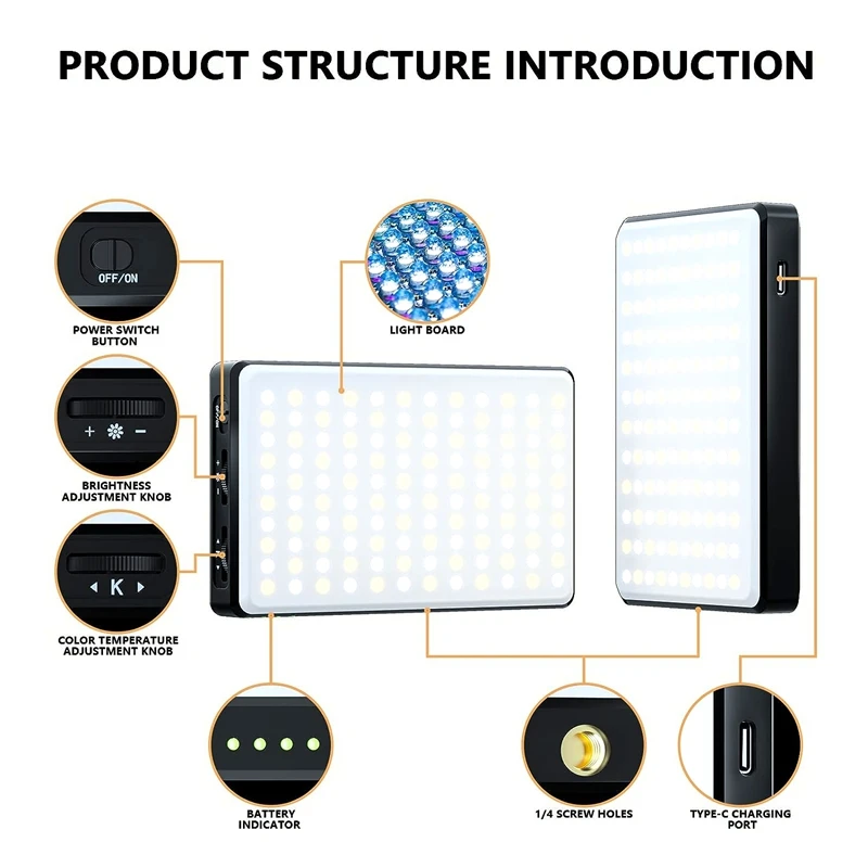 Phone Selfie Light 3000Mah 120 LED Rechargeable Phone Light Clip 3 Modes Brightness Ring Light For Phone,Camera,Laptop