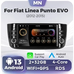 For Fiat Linea Punto EVO line 2012-2015 2 Din Car Radio Multimedia Video Player Wireless CarPlay GPS Navigation Stereo Head Unit