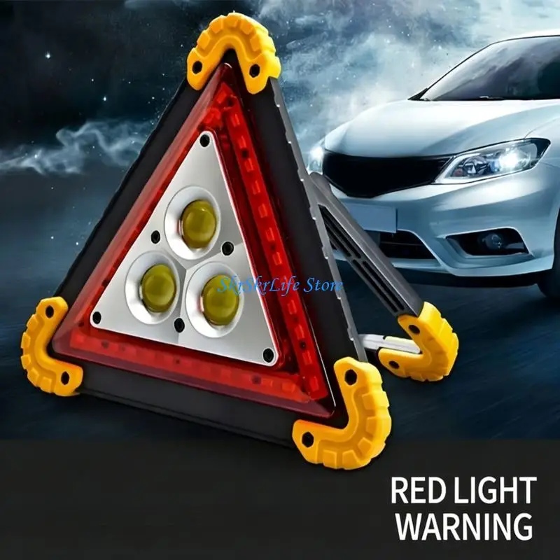 E65E Portable Foldable LED Emergencies Warning Light with 4 Lighting Mode & USB Rechargeable ABS for Car Breakdown Outdoor