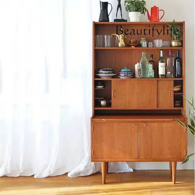 B4 Medieval Dining Side Retro Replica Furniture Multi-functional Locker Cherry Wood Display Wine Cabinet