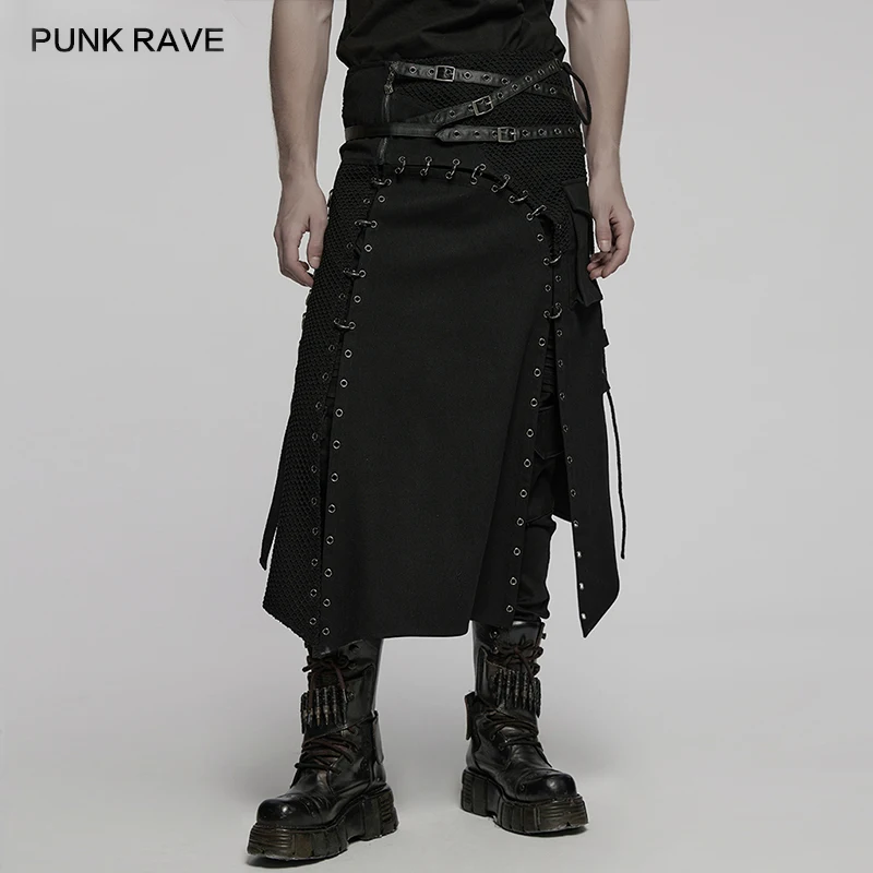 

PUNK RAVE Men's Punk Asymmetric Avant-garde Feel Versatile Skirt Casual Handsome Charm Personality Skirts Streetwear