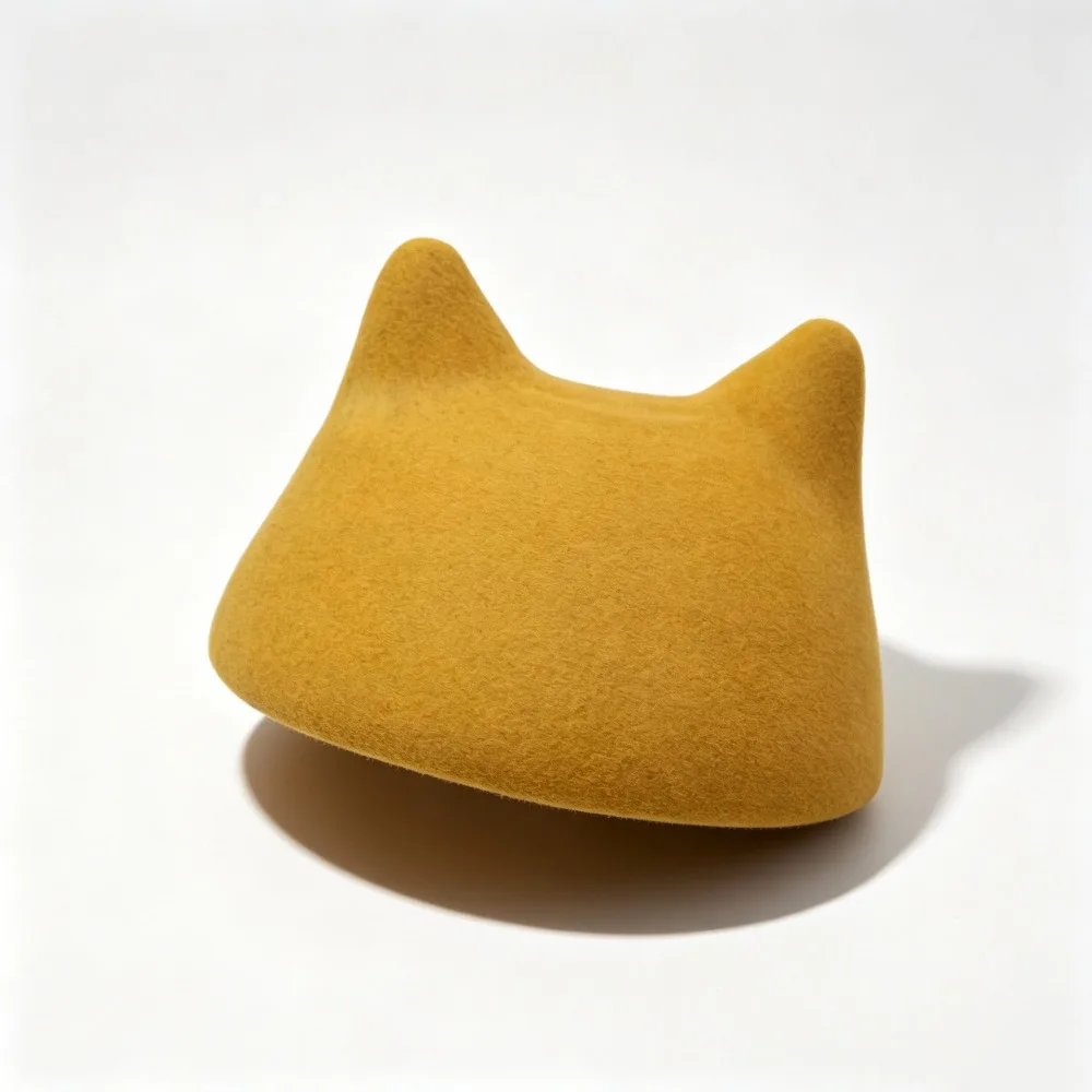 New Cat Ear Pattern Cat Ear Beret Soft Touch Premium Wool Painter Hat Warm Solid Color Wool Beret Hat