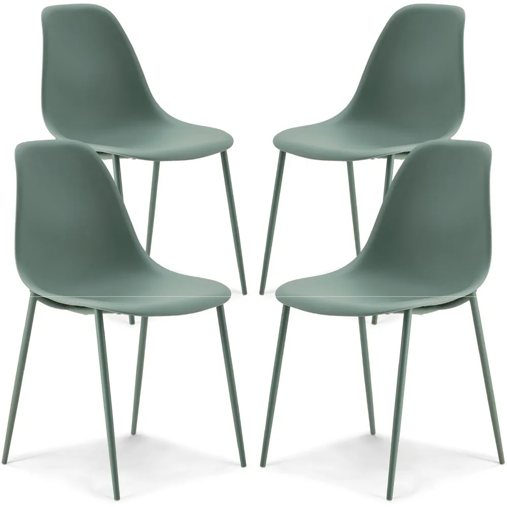 

Modern Kitchen Chairs - Plastic Dining Chair with Metal Legs - Quick Assembly Simple Cafe Chairs Plastic for Indoor or Outdoor